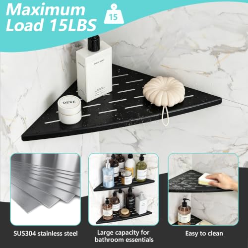 Qeke 2 Pack Corner Shower Shelf Black, 11.5" Recessed Tile Shower Shelf - color: Matte Black