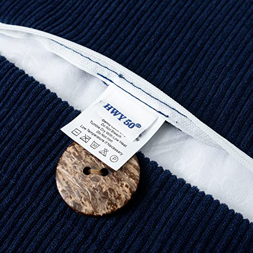 HWY 50 Navy Blue Chenille Throw Pillow Covers 18x18 Inch Buttons Pack of 2 - color: Navy Blue, size: 18" x 18" (Pack of 2)