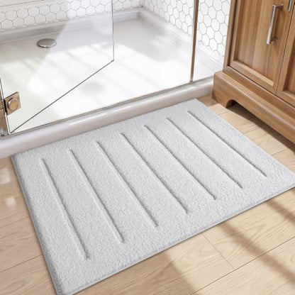 LUMI Ultra Soft Bathroom Rugs Absorbent, Non Slip Bath Mat 20x32, White - color: White, size: 20" X 32"