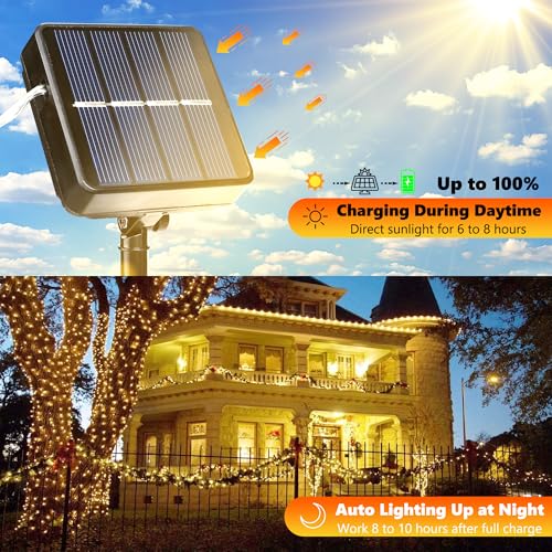 Joomer Solar Fairy Lights, 2-Pack Total 80FT 240LED Lights, Warm White - color: Warm White, size: 2*120LED