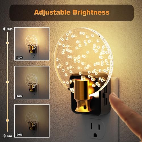 JandCase Night Light, Dimmable Night Lights Plug into Wall 2 Pack - color: Round-Soft White