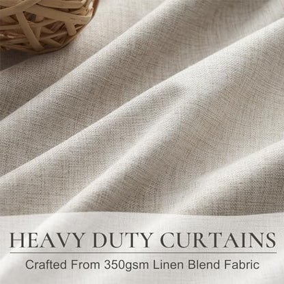 Natural Linen 86 Inch 100% Blackout Curtains for Bedroom, Pleated Heading Tape Ring Clips Back Tab Thermal Custom Made Window Curtains Living Room Modern Farmhouse (100 Wide Total, Each W50"x2Pcs) - color: Natural Linen, size: 50"W x 86"L (Pack of 2)