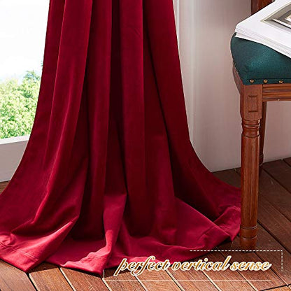 NICETOWN Burgundy Red Velvet Curtains 63 inch Long, 52" W x 63" L, 2 Panels - color: Burgundy Red, size: 52"W x 63"L (Pack of 2)
