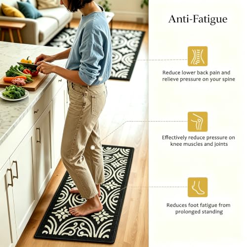 Kitchen Rug Non Slip Washable 18x48 Absorbent Black Runner - size: 18''×48''