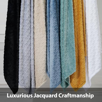 Velvet Plush Jacquard Tile Throw Blanket for Couch - Buttery Soft, Cozy Throw, for Women (Jet Black, 50" x 60") - color: Jet Black