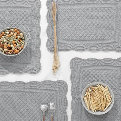 HOMBYS Quilted Placemats Set of 6 Washable-13x18 inches Rectangular Placemats for Kitchen Table-100% Cotton Fabric Rectangular Table Mats, (Dark Grey) - color: Dark Grey