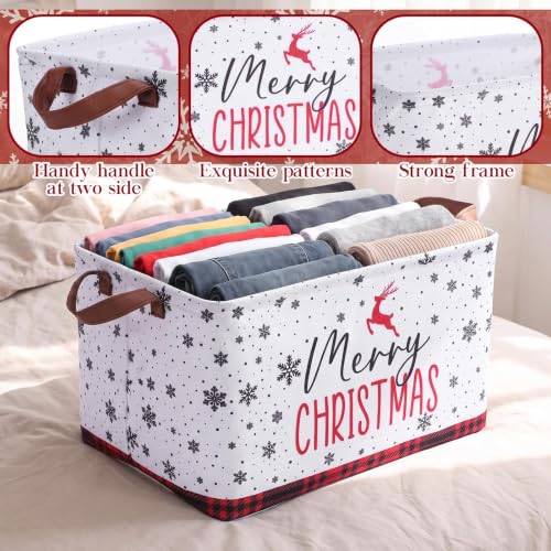 Fourluoo 6 Pack Christmas Storage Basket with Handles Fabric Foldable - color: Christmas, size: 15 L X 9.8 W X 10.2 H