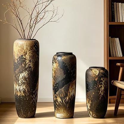 Rustic Ceramic Floor Vase, 15.7 Inch, Clay Farmhouse Decor - size: 15.7 Inch