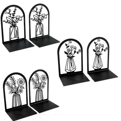 3Pairs Vase Flower Hollow Iron Bookends - color: 3pc Style B