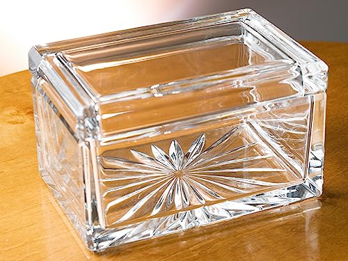 Barski Crystal Box- for Jewelry - Candy - Nuts - Trinkets - Glass Box- Classic Clear - 5" Long - Made in Europe