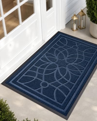 DEXI Front Door Mat Outside Entrance 3x5, Heavy Duty Non Slip, Blue - color: Blue, size: 35" X 59" (Rectangular)