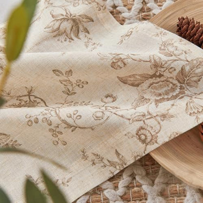 jinchan Floral Linen Kitchen Tier Curtains, 24 Inch, 2 Panels, Taupe - color: Amlie Taupe, size: 26"W x 24"L (Pack of 2)