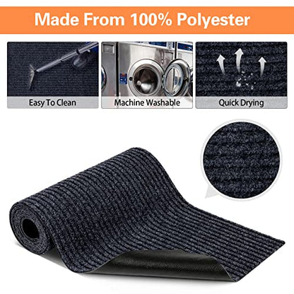 Nuanchu Large Semi Finished Outdoor Mat 16 x 79 Inch, Black, 1 Roll - color: Black