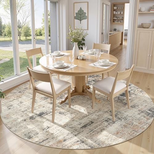 6ft Area Rug for Living Room, Abstract Washable Non-Slip Large Rugs, Gold - color: Grey/Gold, size: 6' (Round)