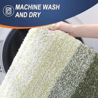 OLANLY Small Bathroom Rugs 24x16, Extra Soft Absorbent Microfiber Bath Rugs - color: Dark Green, size: 24" X 16"