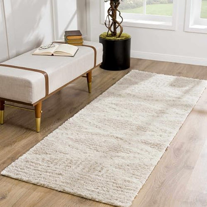 Hauteloom Winnebago Living Room, Bedroom Area Rug - Bohemian, Transitional - Plush Pile - Light Beige, Cream - 4'3" x 5'7" - color: Light Beige, Cream / Galaxy Shag, size: 4'3" x 5'7" (Rectangular)