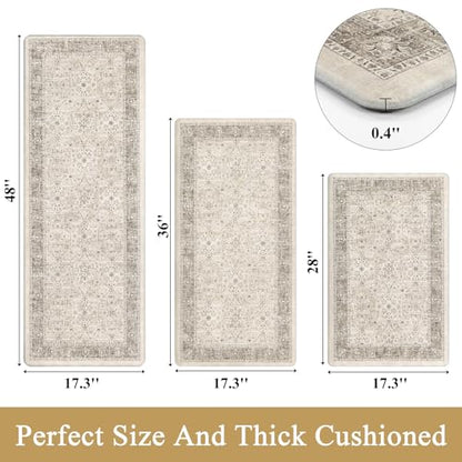 Pauwer Anti Fatigue Kitchen Floor Mats Set of 3, Cushioned Rugs, Khaki - color: Khaki