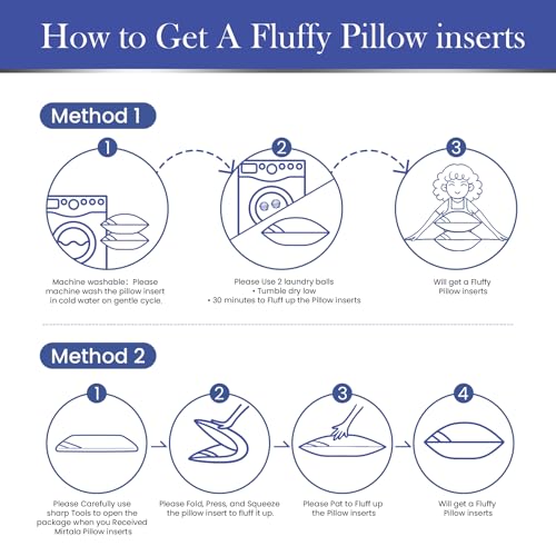 Mirtala 20"x20" Pillow Inserts Set of 2 with 100% Cotton Cover Decorative Square Throw 20" Pillows Living Room, Sofa, Couch, and Bed-White - size: 20 x 20 Inch
