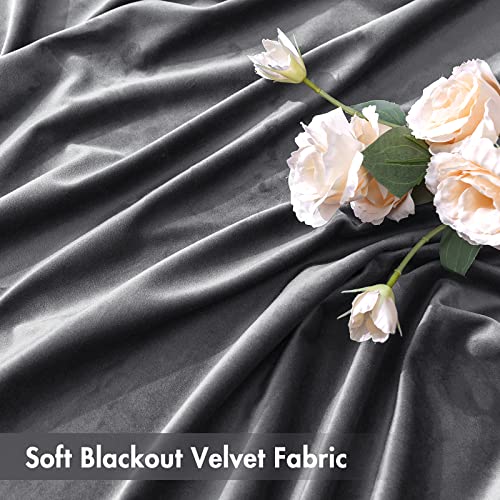 MIULEE Grey Blackout Velvet Curtains Drapes 63 Inch Long 52"x63" Bedroom - color: Grey, size: 52"W x 63"L (Pack of 2)