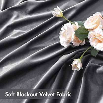 MIULEE Grey Blackout Velvet Curtains Drapes 72 Inch Long 52"x72" Bedroom - color: Grey, size: 52"W x 72"L (Pack of 2)