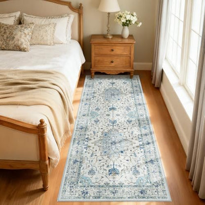 RELEANY Washable Vacuum-Friendly Area Rugs Runner 2'x6' Blue/Gray - color: Blue/Gray, size: 2' x 6' (Rectangular)