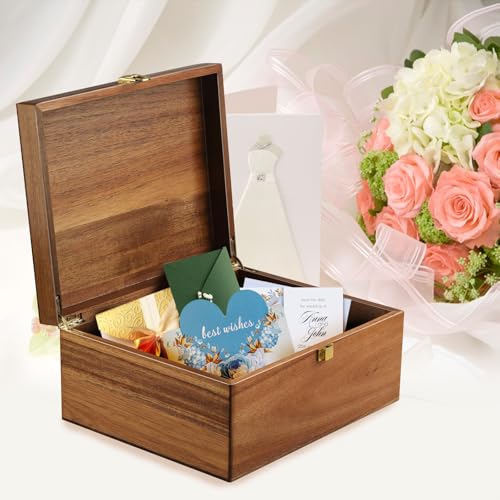 Wooden Keepsake Box, Large Acacia Decorative Storage Boxes