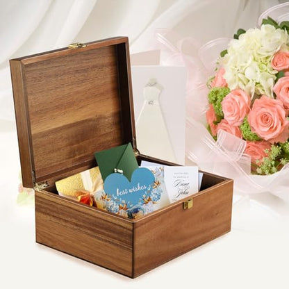 Wooden Keepsake Box, Large Acacia Decorative Storage Boxes