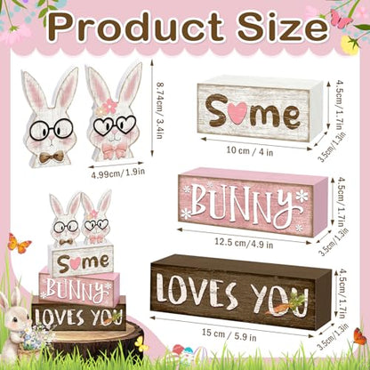 Britimes Tiered Tray Decor Set, 4 Pack, Wooden Table Sign, Easter Bunny - color: Easter Bunny Couple