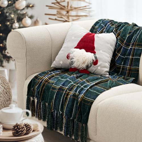 EverGrace Chenille Christmas Throw Blanket, 60"x80", Green Stewart Plaid - color: Plaid Christmas Green, size: 60"x80"