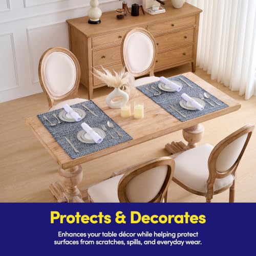 Sweet Home Collection 100% Cotton Placemats for Dining Room Rectangle Two Tone Woven Fabric 13" x 19" Soft Durable Table Mat Set, Set of 4, Navy - color: Navy, size: Rectangle 13" x 19"