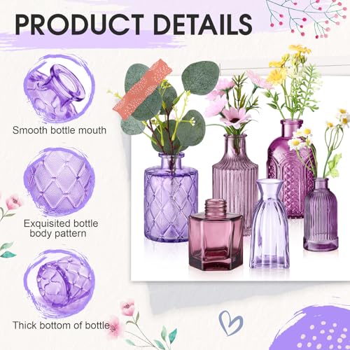 Yaomiao 30 Pcs Glass Bud Vases Centerpieces, Purple Series - color: Purple Series