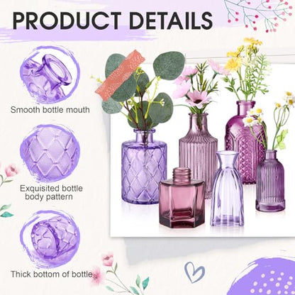 Yaomiao 30 Pcs Glass Bud Vases Centerpieces, Purple Series - color: Purple Series