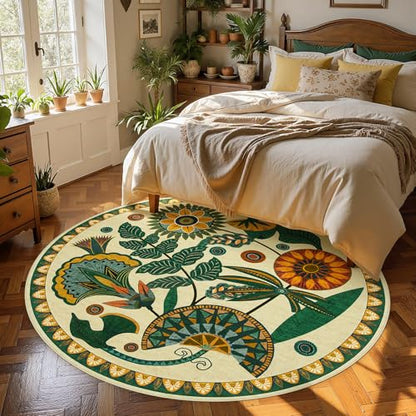 Joydeco Washable Round Rugs 6FT, Circle Area Rug for Bedroom Living Room - color: Beige, size: 6' (Round)