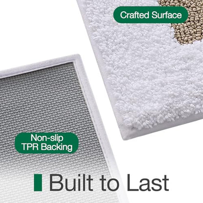 LUMI Bathroom Rug, Non Slip Absorbent Bath Mat, White Beige, 20"x32" - color: White+beige, size: 20"x32"