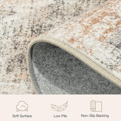 8ft Area Rug for Living Room, Abstract Washable Non-Slip Large Rugs, Gold - color: Grey/Gold, size: 8' (Round)