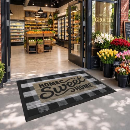 LUMI Outside Welcome Door Mat 36x59, Non-Slip Durable Rubber Easy Clean - color: Sweet Home, size: 36"x59"