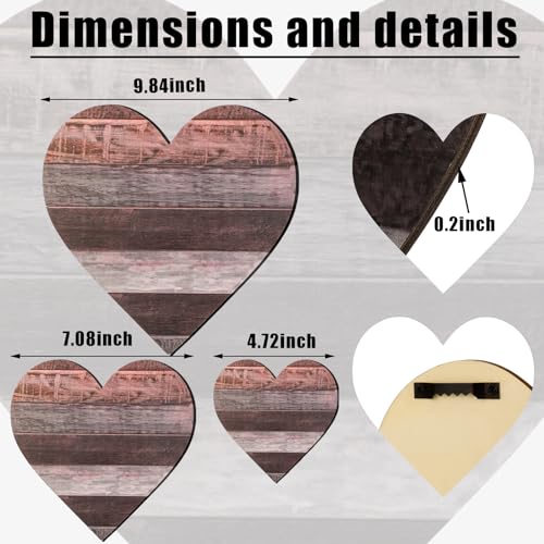 Jetec 3 Pcs Wood Heart Wall Decor Farmhouse Plaque, Classic - style: Classic