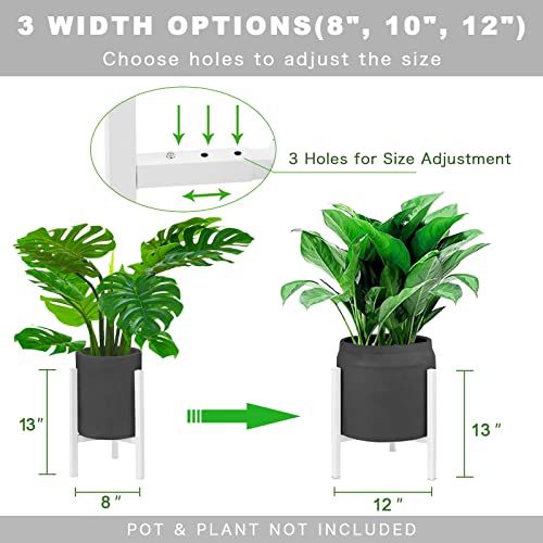 Adjustable Plant Stand Pack of 2 , Metal Planter Stands Indoor Outdoor, Mid Century Modern Plant Holder, Fit 8 10 12 inch Pots, White (Pot & Plant Not Included) - color: White