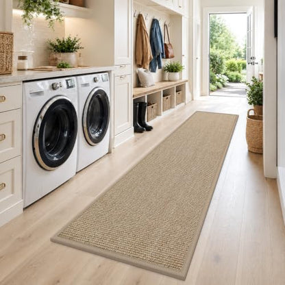 DEXI Ultra Thin Hallway Runner Rug 28x144, Non Slip Entryway Rugs,Beige - color: Beige, size: 28" X 144" (Runner)