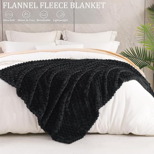 Exclusivo Mezcla Large 3D Fleece Throw Blanket for Couch, Black - color: Black, size: Throw ( 50x70 IN )