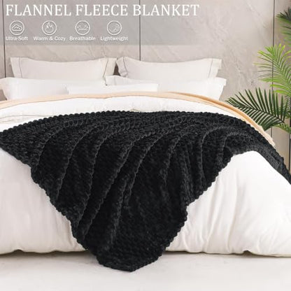 Exclusivo Mezcla Large 3D Fleece Throw Blanket for Couch, Black - color: Black, size: Throw ( 50x70 IN )