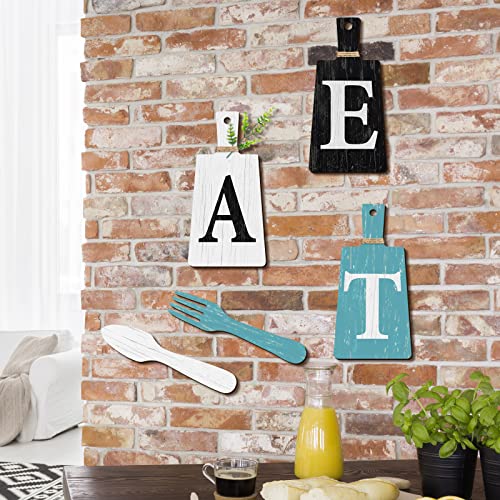 Jetec Cutting Board Eat Sign Set Wall Decor, Black, White, Teal - color: Black, White, Teal