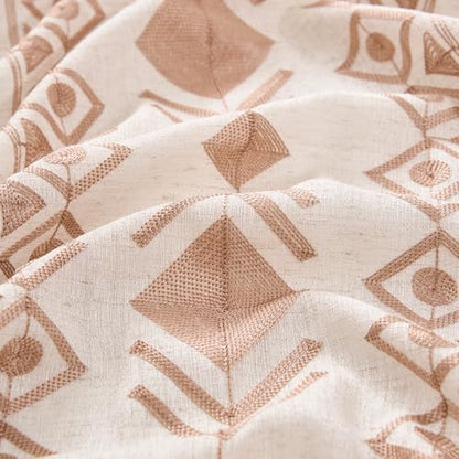 Boho Curtains 2 Panels for Living Room Geometric Patterned 84 Inch - color: Geometric-beige, size: 52"W x 84"L (Pack of 2)