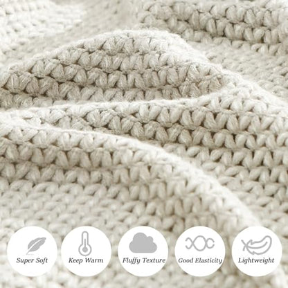 Blagic Wheat Textured Knit Throw Blanket for Couch,Grey and White,60"x80" - color: F-grey & White, size: 60 × 80 in