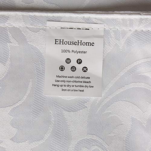 EHouseHome Jacquard Damask Reversible White Table Runners with Tassels 13 x 72 inch Wrinkle and Water Resistant Spill-Proof Decorative Dining and Wedding Runners - color: White With Tassels