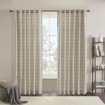 Madison Park Plaid Curtain Thermal Insulated, 1 Panel, 50x84 Natural - color: Rod Pocket & Back Tab, Natural, size: 50"W x 84"L (Pack of 1)