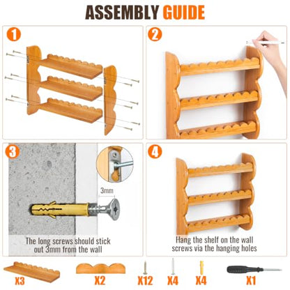 3-Tier Wood Wall Shelf, Scalloped Floating Shelves Storage Rack