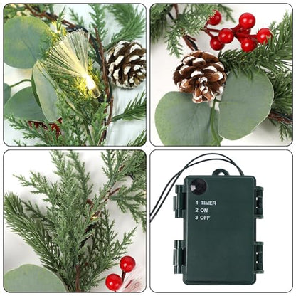 DR.DUDU 6FT Christmas Garland with Lights Mantel Decorations - size: 6FT