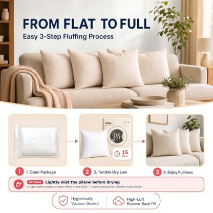 Foamily 12x20 Lumbar Pillow Inserts, White Pillows for Couch & Bed, 4 Pack - size: 12x20 Inch