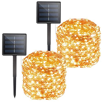 Solar String Lights Outdoor, 2 Packs Total 132 Ft 400 LED Lights Warm White - color: Warm White, size: 66FT*2Packs